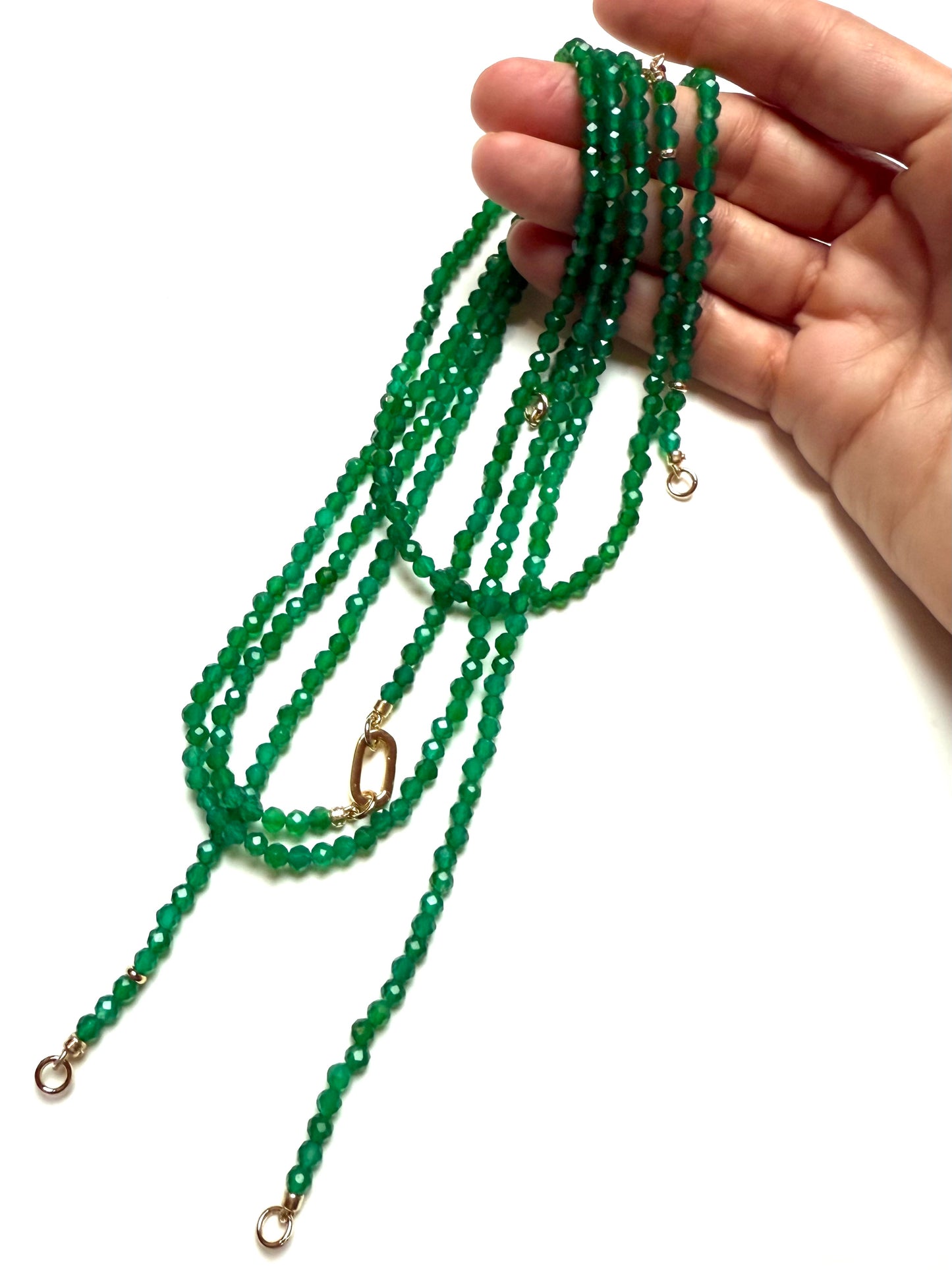 4.5mm Faceted Round Green Onyx Necklace