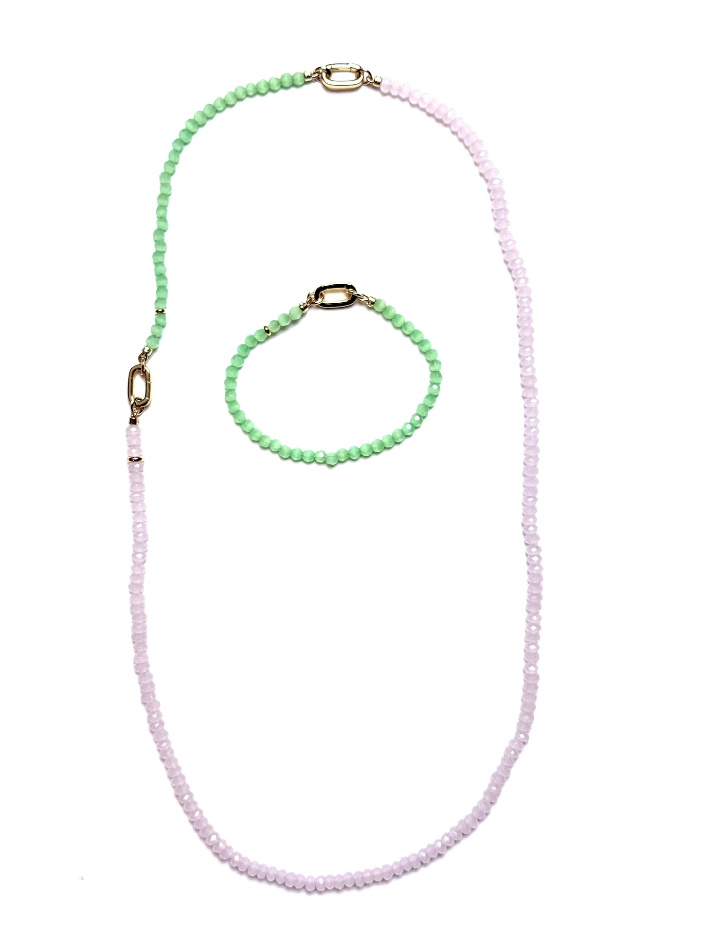 4mm Light Green Faceted Cat's Eye Bracelet/Extender