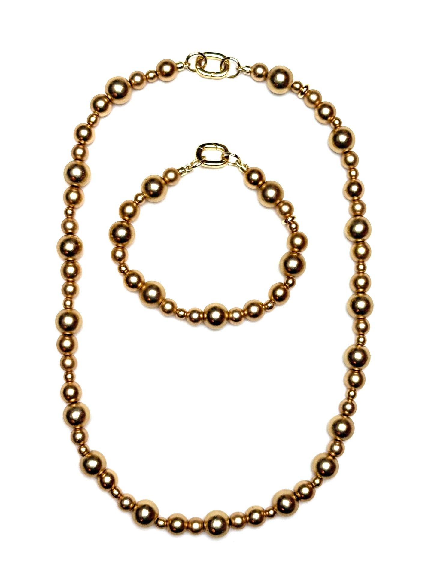 3 - 10mm Round Matte Gold Hematite Bracelet/Extender