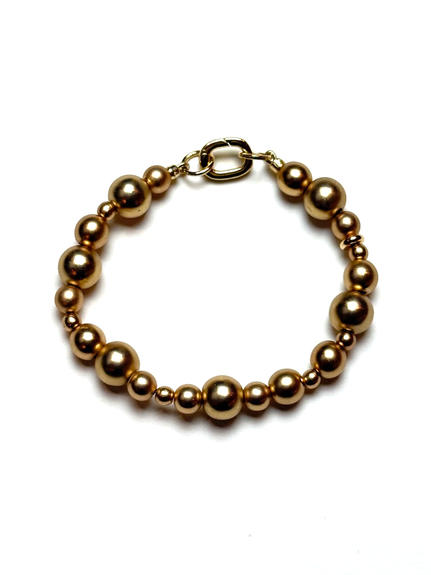 3 - 10mm Round Matte Gold Hematite Bracelet/Extender