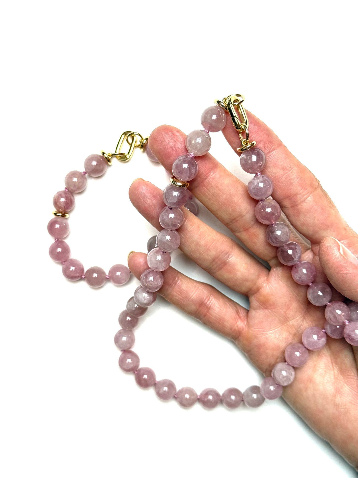 10mm Round Pink Rose Quartz Necklace