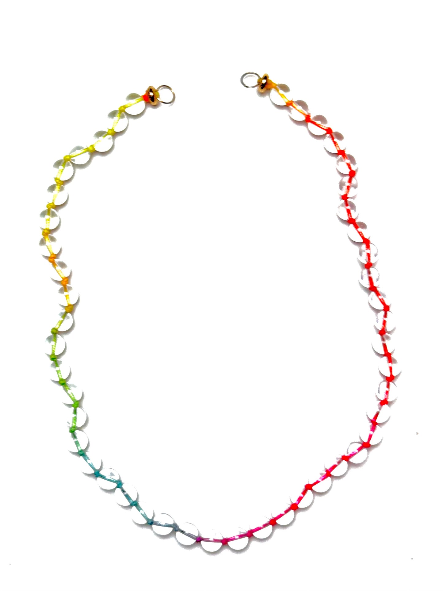 6mm Clear Quartz Necklace on Florescent Rainbow Thread