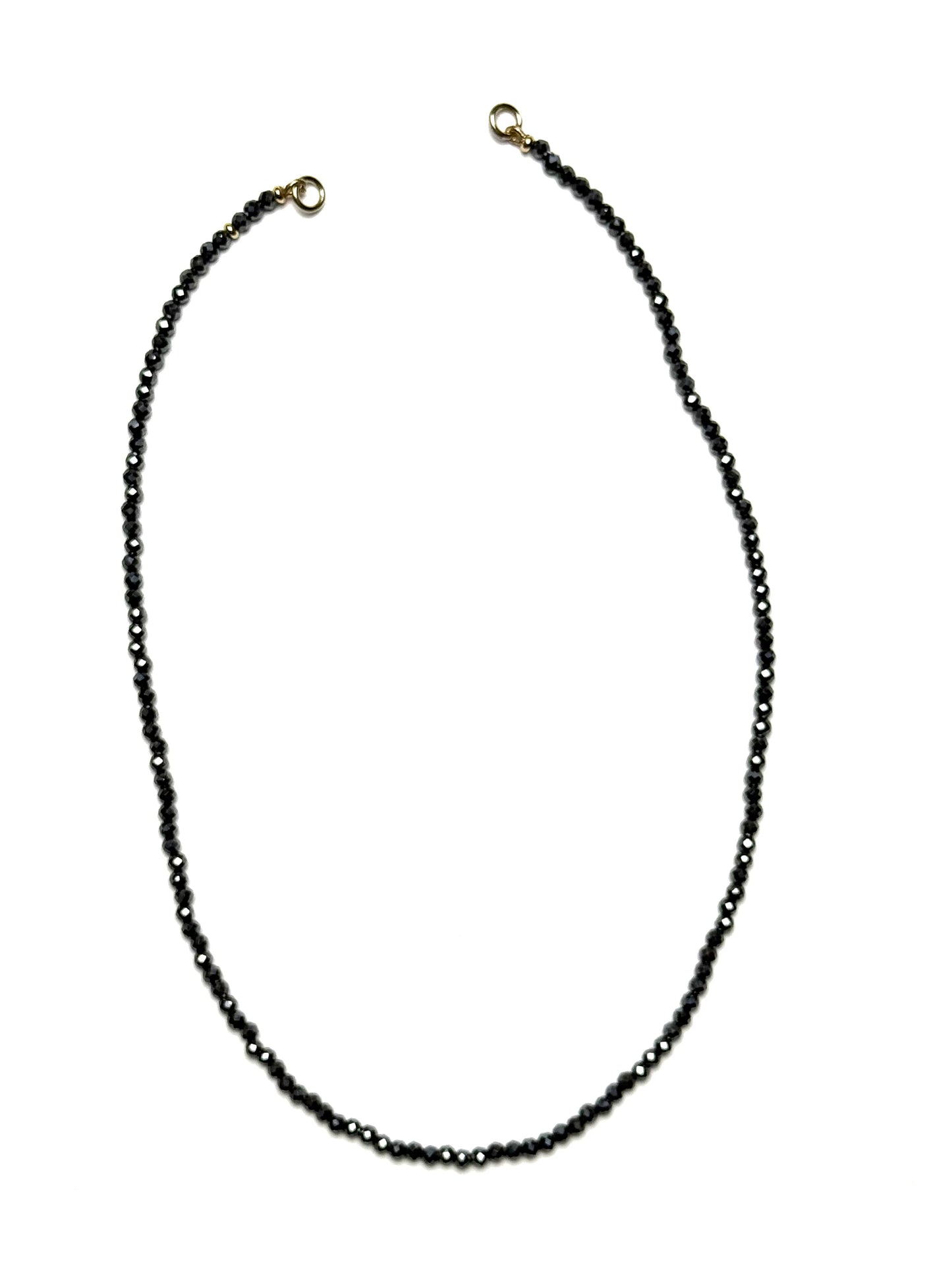 3.5-4mm Faceted Round Silver Black Hematite Necklace