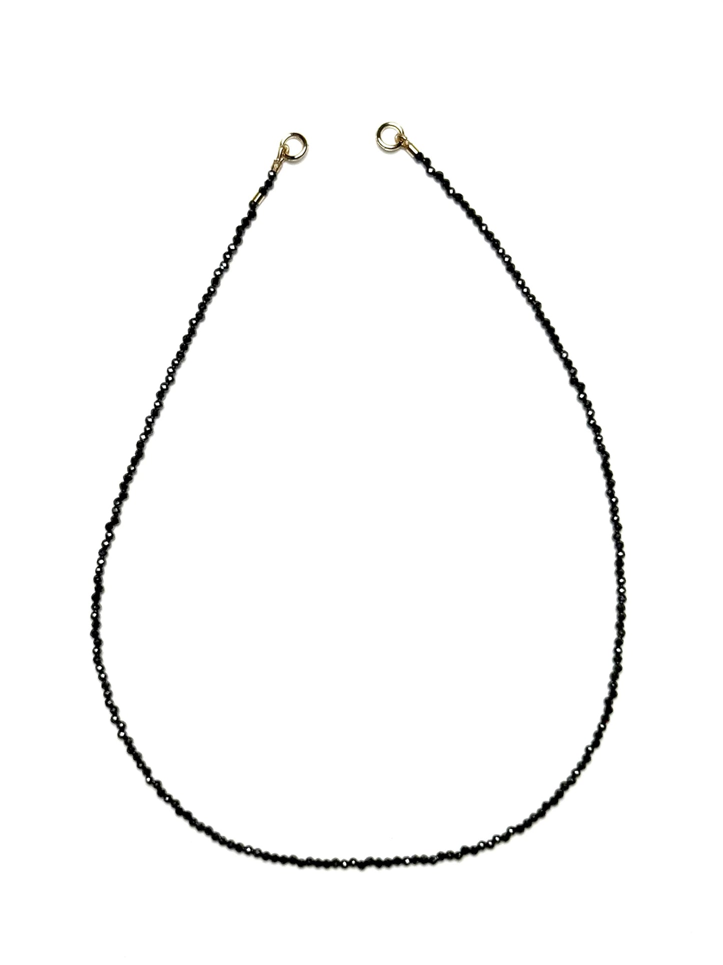2mm Faceted Round Black Zircon Necklace