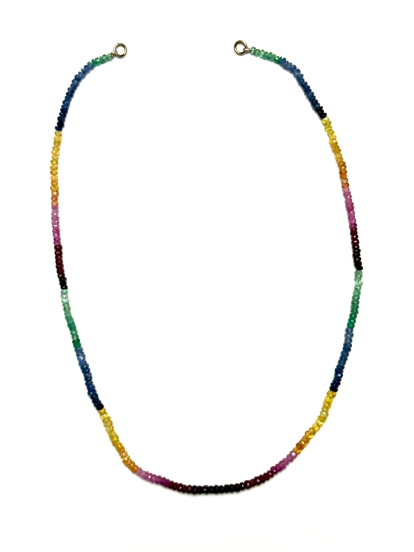 3mm Rainbow Precious Gemstones Faceted Rondelle Necklace