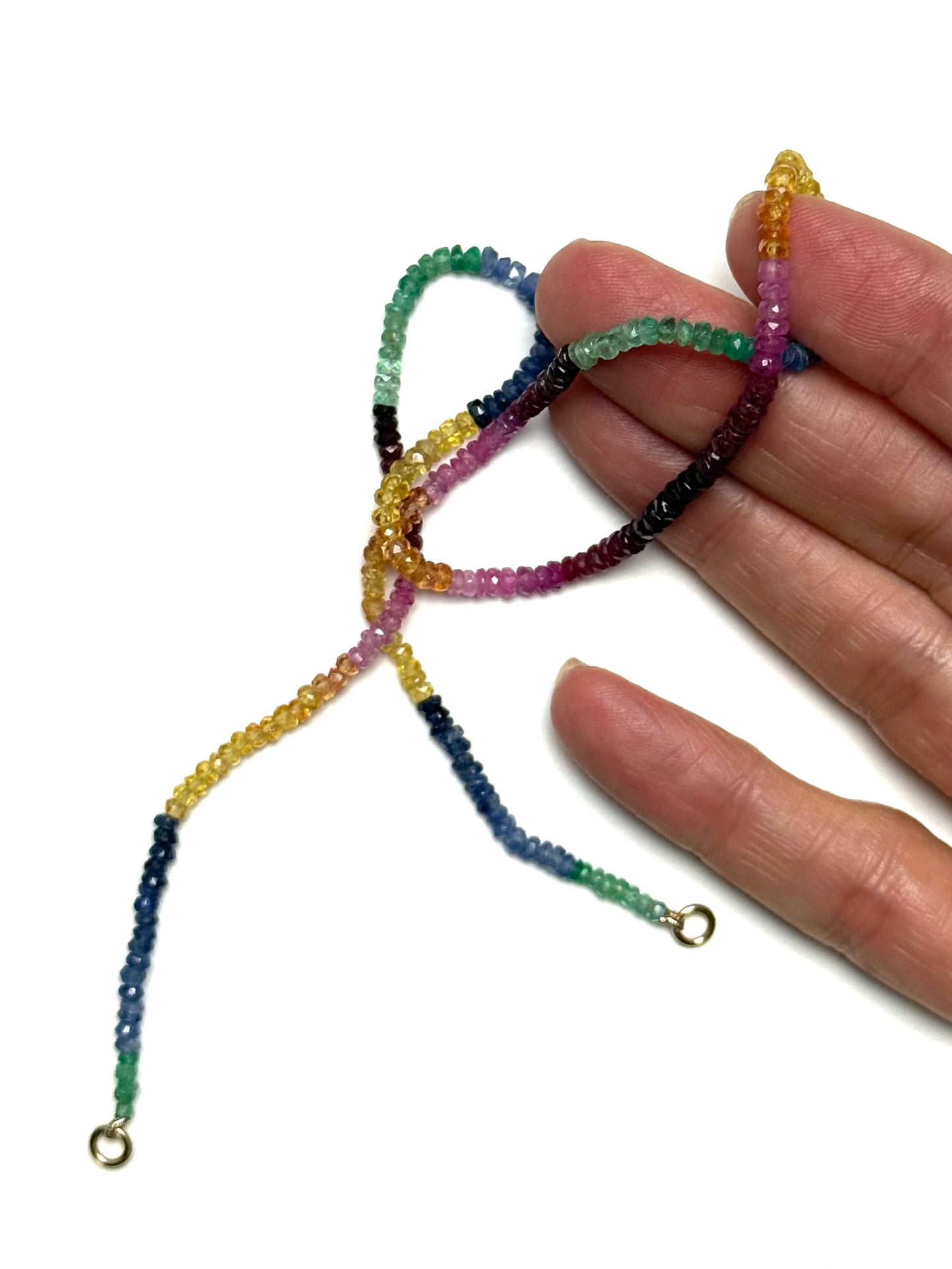 3mm Rainbow Precious Gemstones Faceted Rondelle Necklace