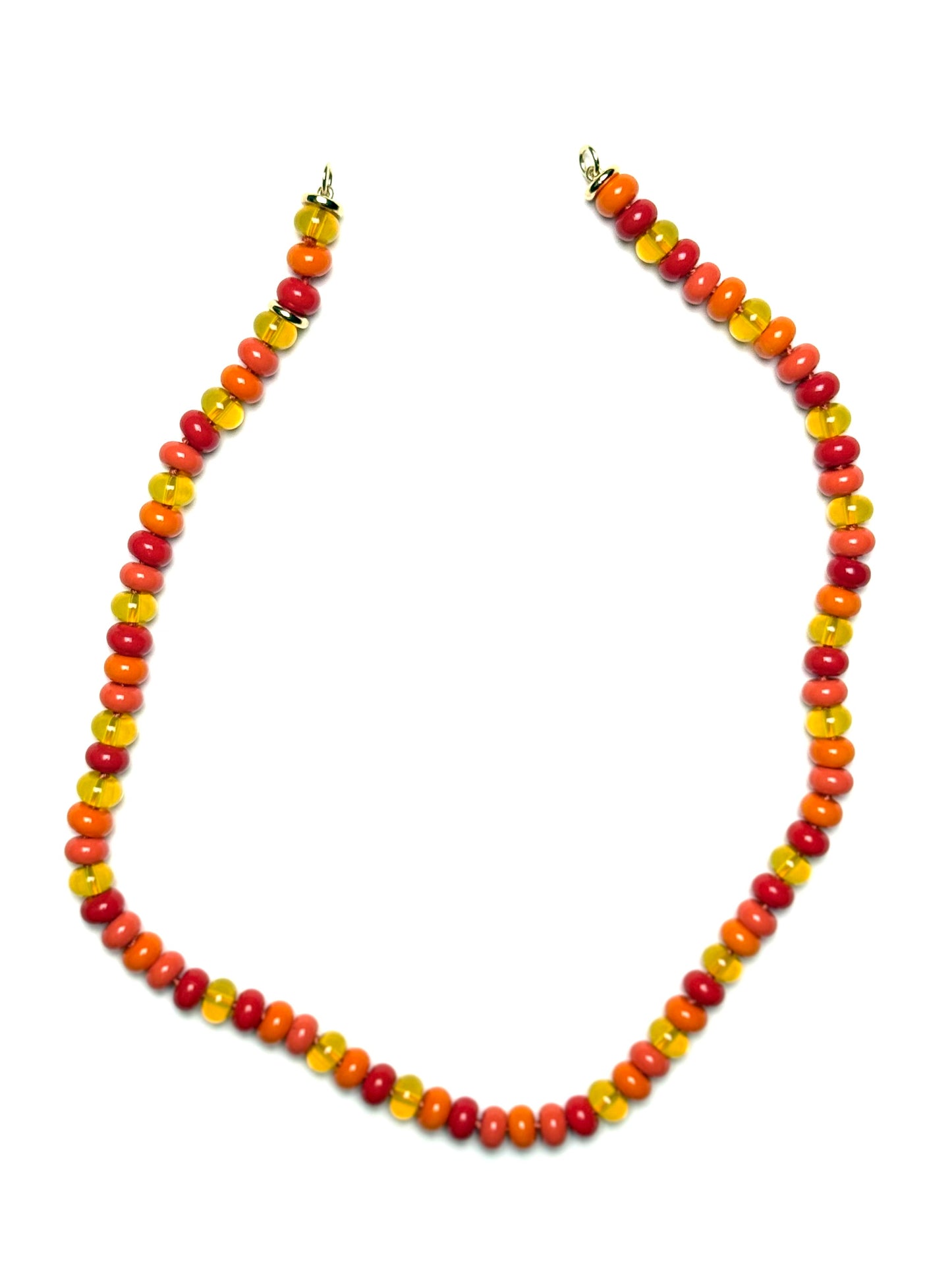 8x5mm Mixed Reds, Oranges and Yellows Gemstone Necklace