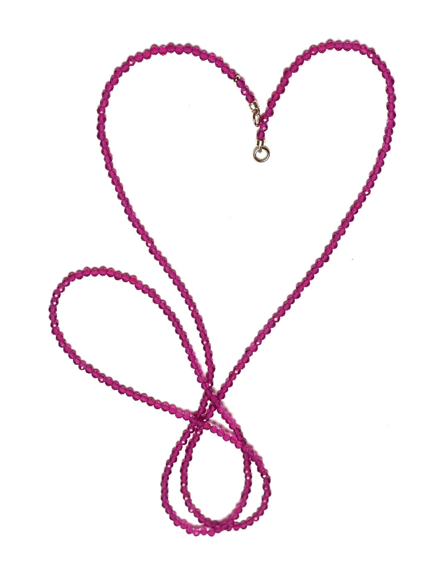 3.5mm Hot Pink Faceted Ruby/Corundum Double Wrap Necklace