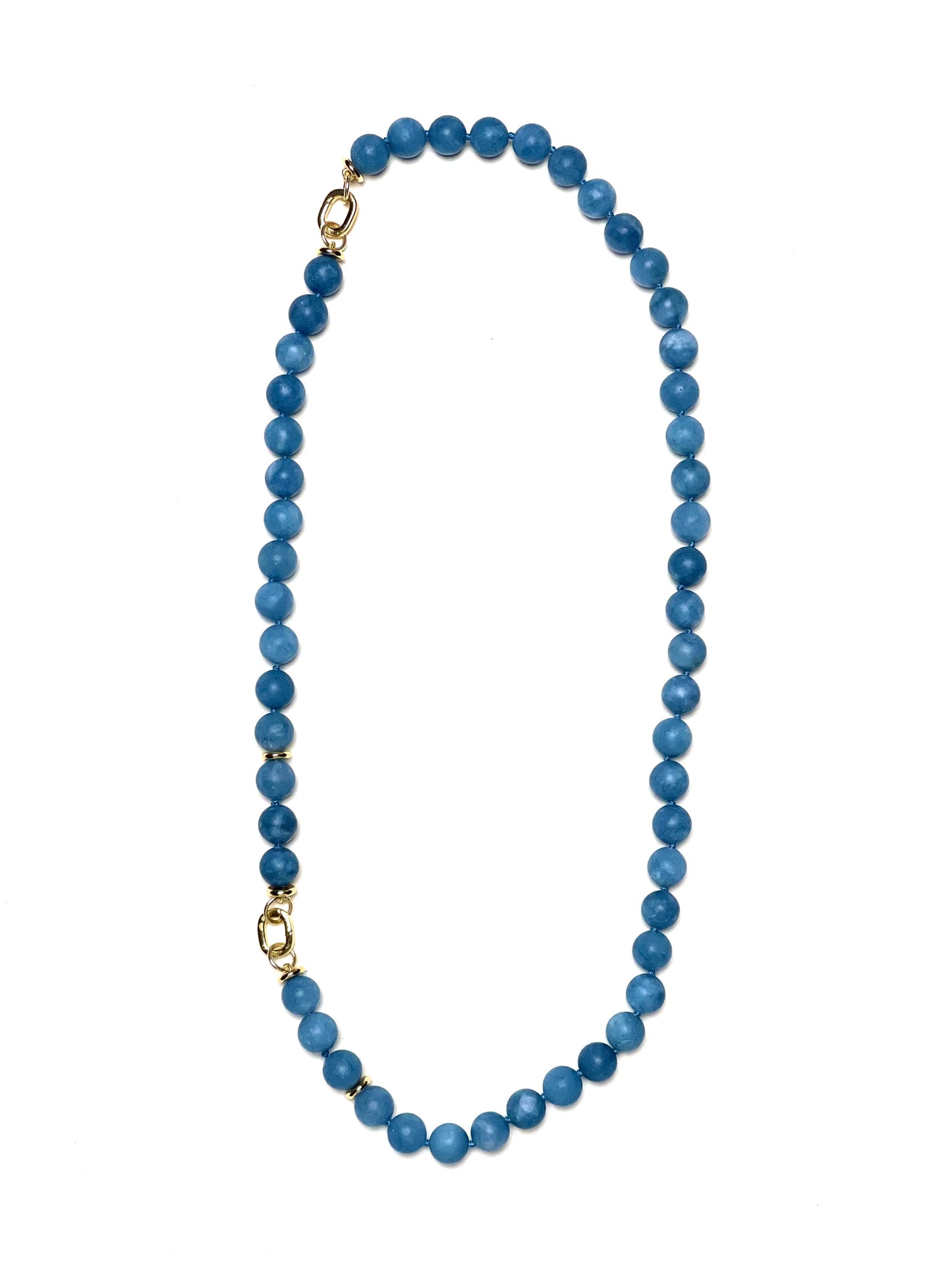 10mm Matte Round Blue Jean Jade Bracelet