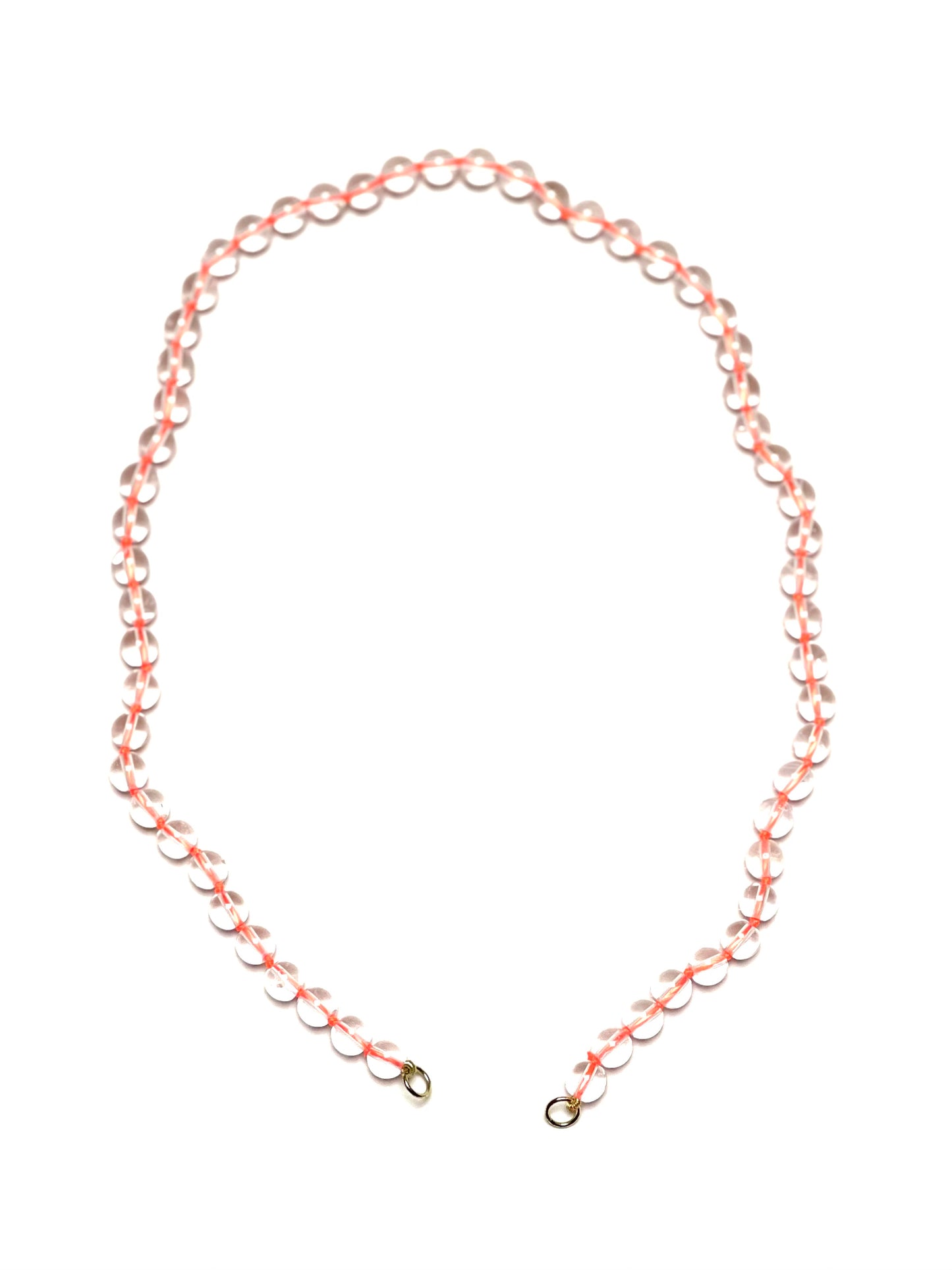 6mm Clear Quartz Necklace on Florescent Orange Thread