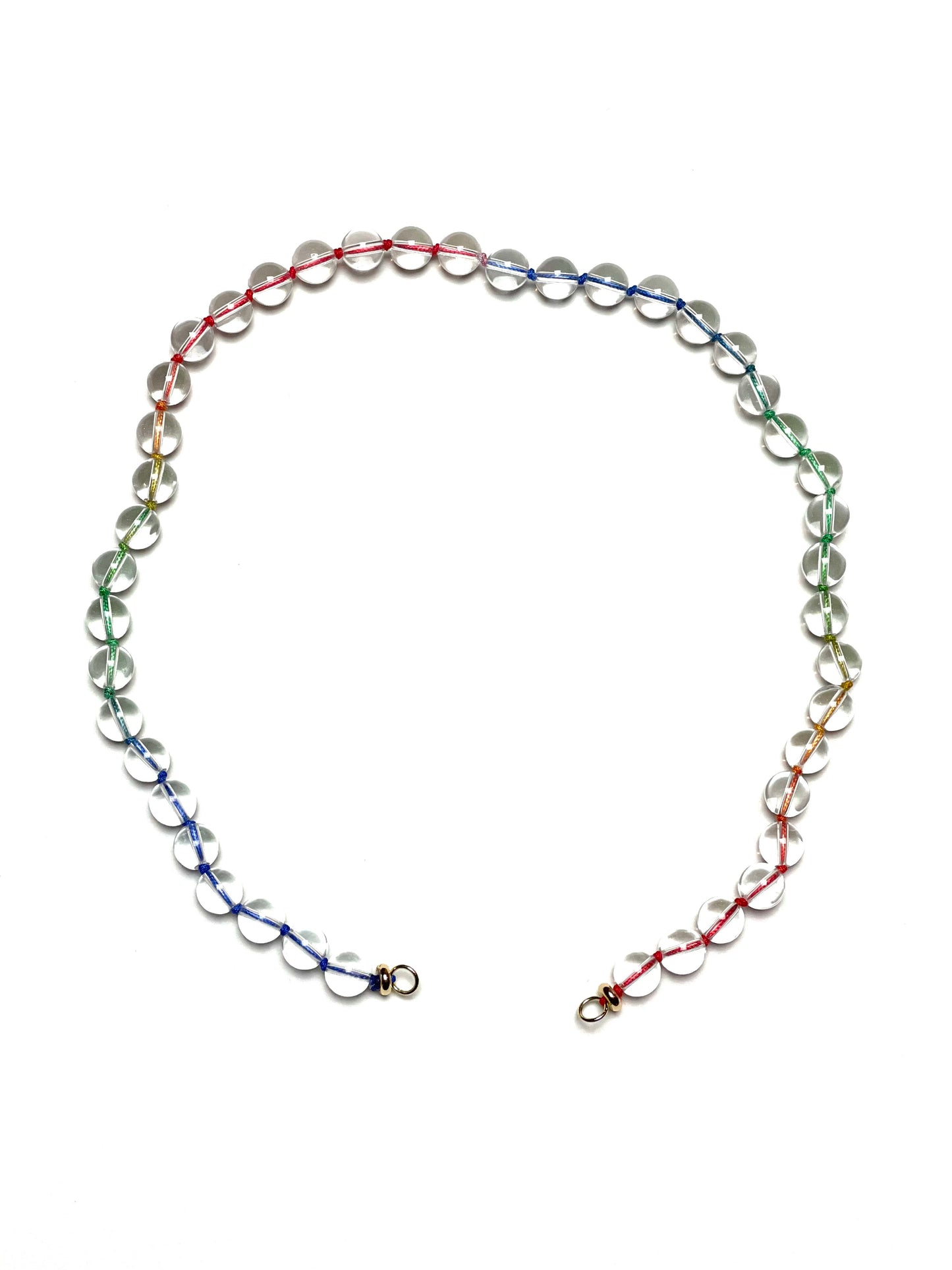 8mm Clear Quartz Necklace on Rainbow Thread