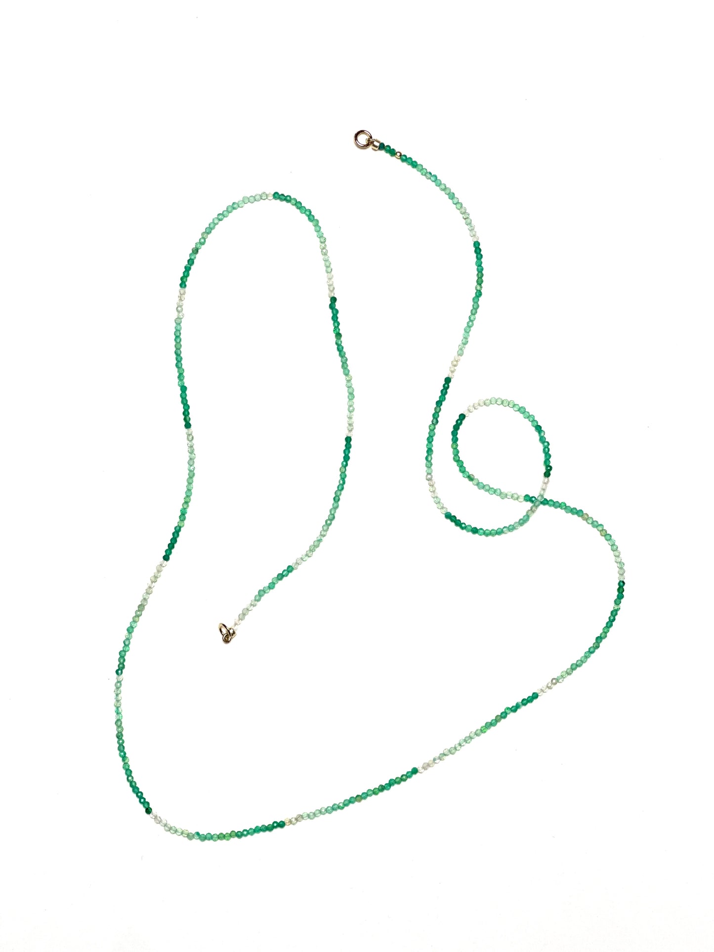 2.5mm Faceted Ombre Green Onyx double Necklace