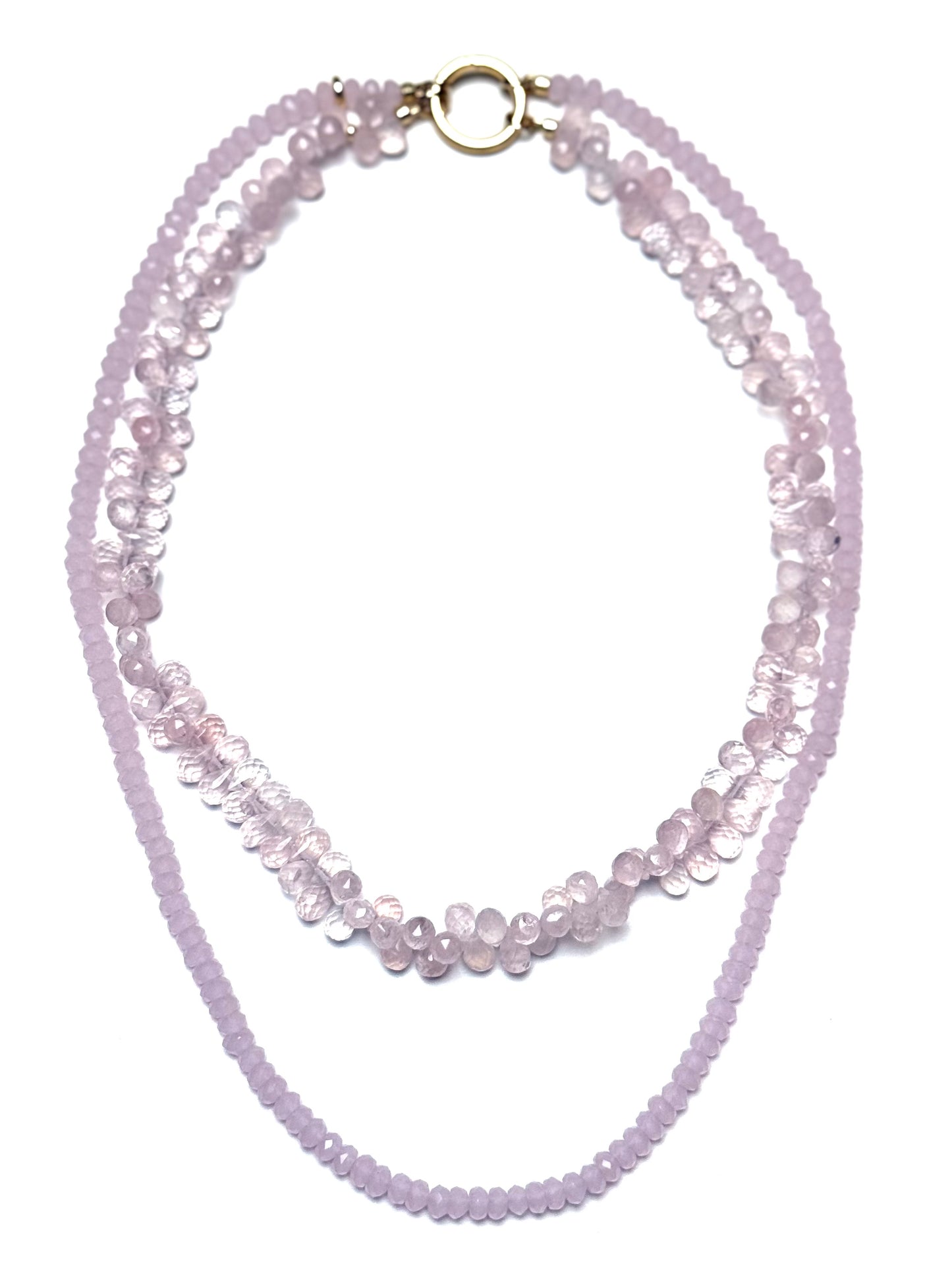 5x3mm Pale Pink Faceted Chalcedony Rondelle Necklace