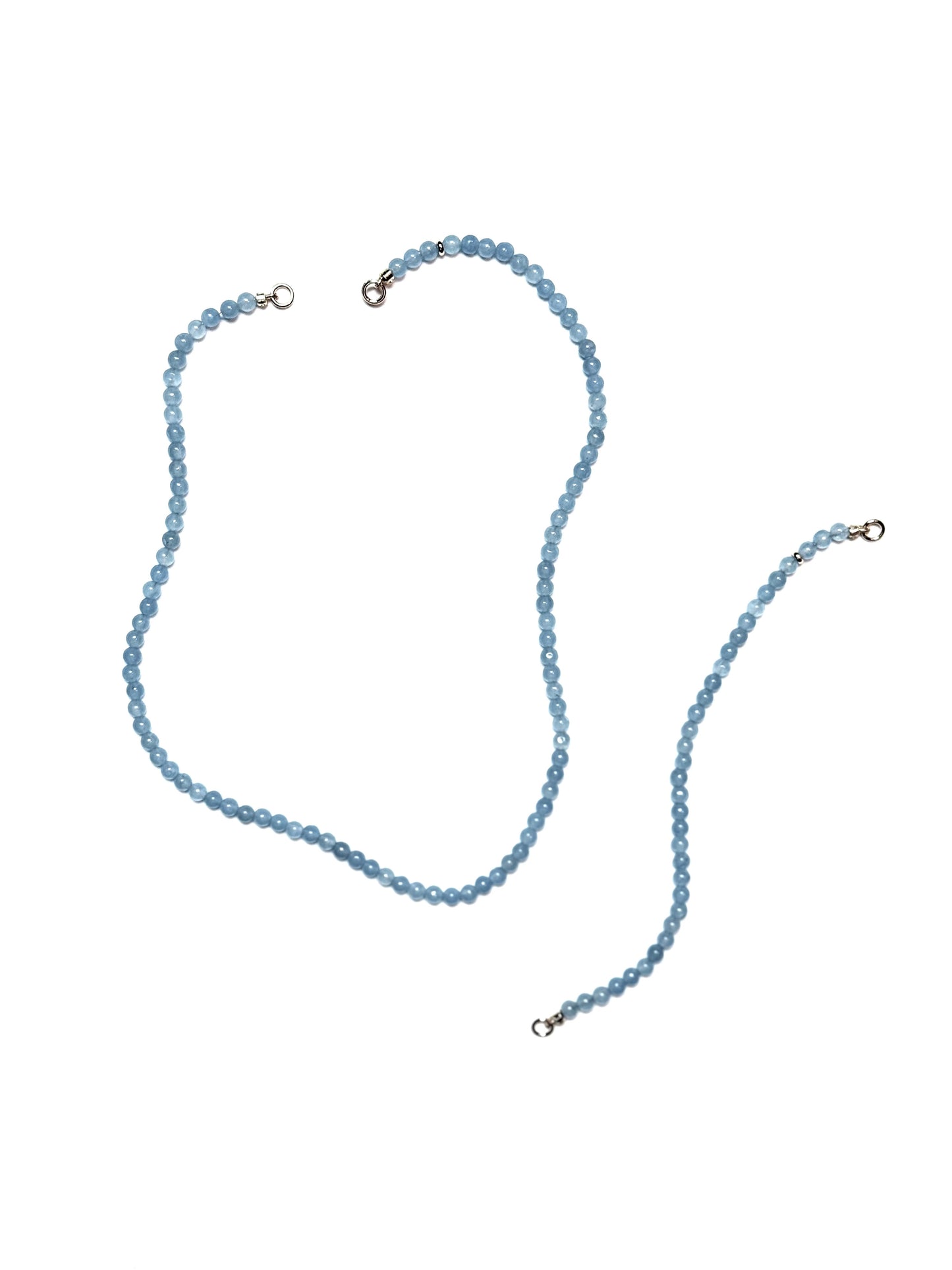 4mm Round Blue Chalcedony Necklace