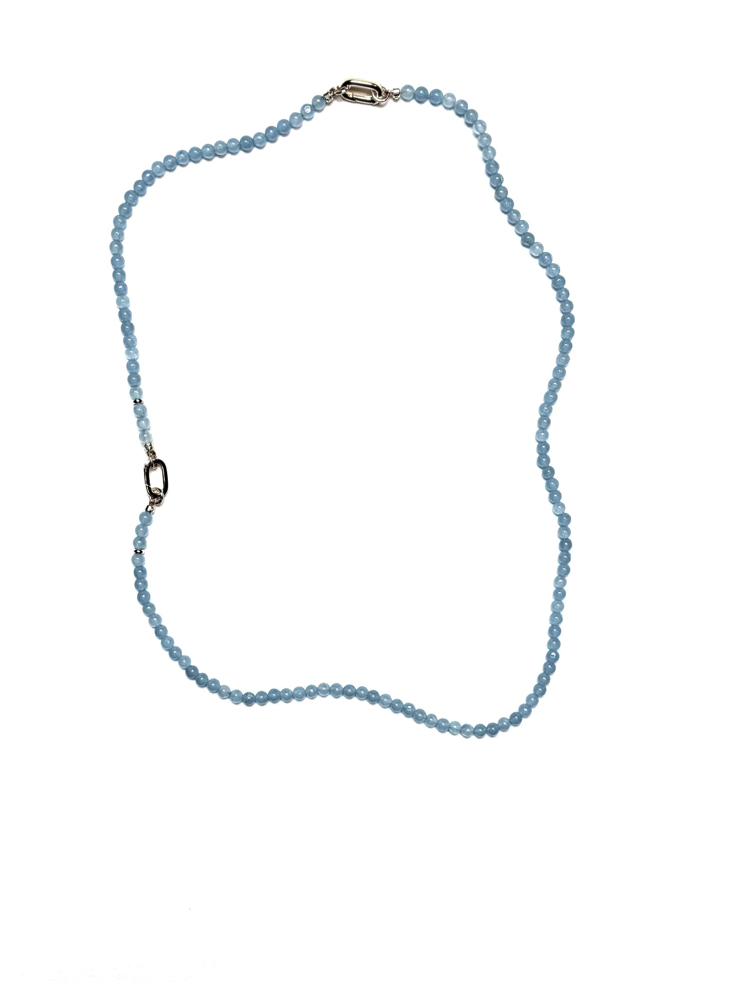 4mm Round Blue Chalcedony Necklace