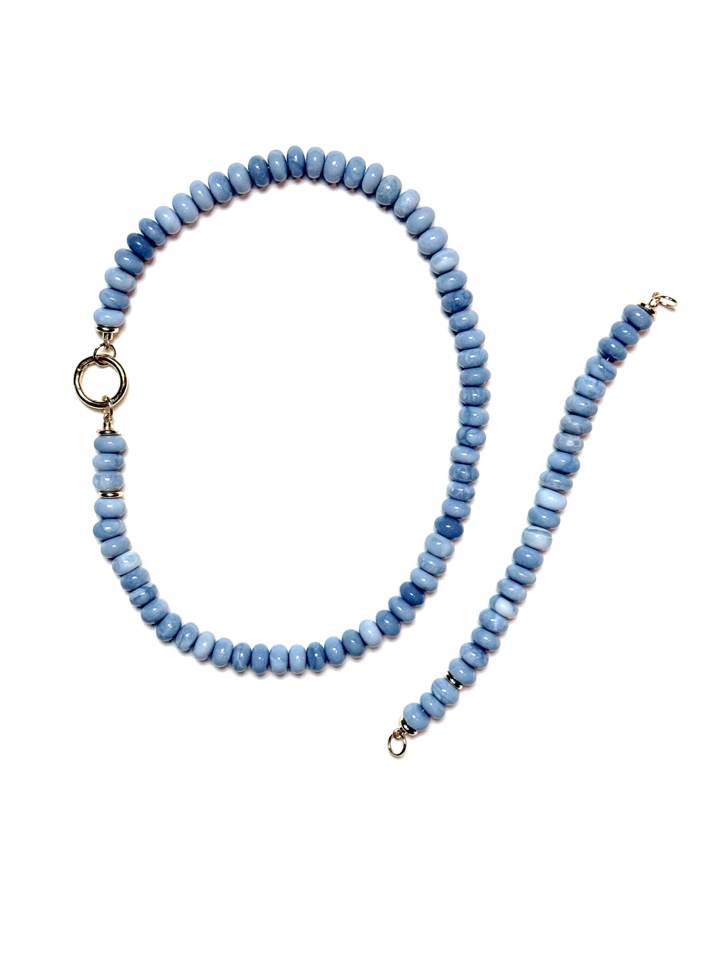 6mm Natural Light Blue Opal Rondelle Bracelet/Extender