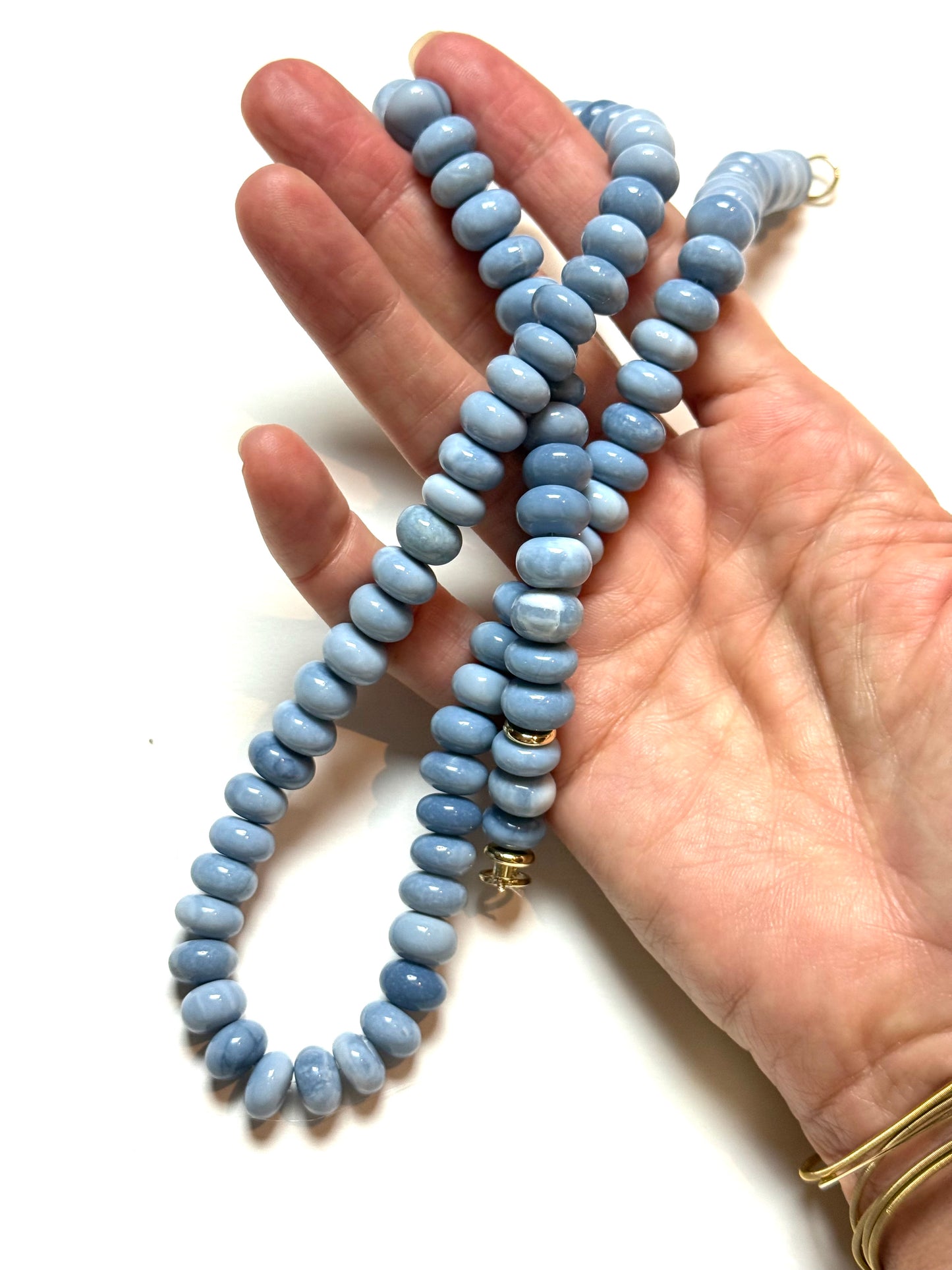 6mm Natural Light Blue Opal Rondelle Bracelet/Extender