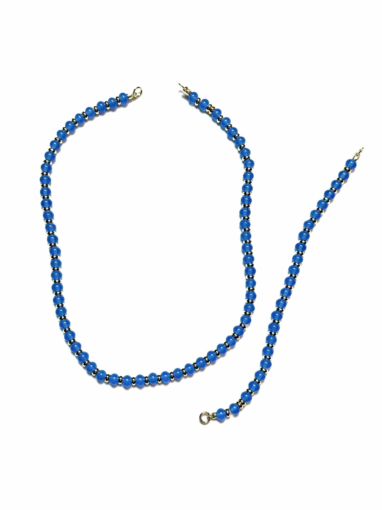 6x4mm Periwinkle Blue Chalcedony Rondelle Bracelet/Extender With Alternating Gold Spacers