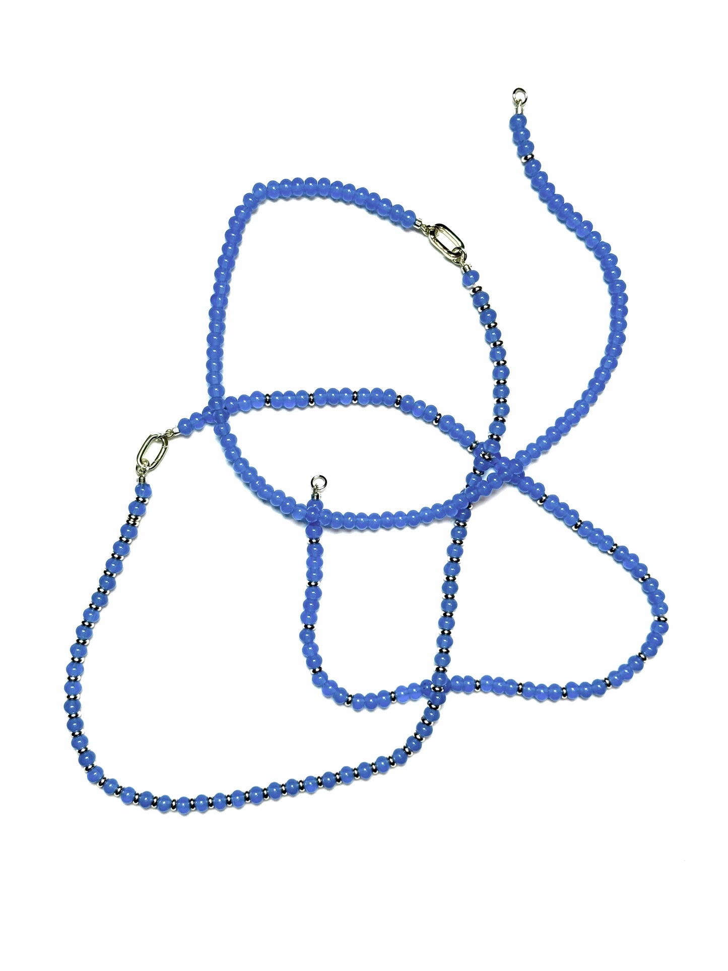 6x4mm Periwinkle Blue Chalcedony Rondelle Necklace With Gold Spacers