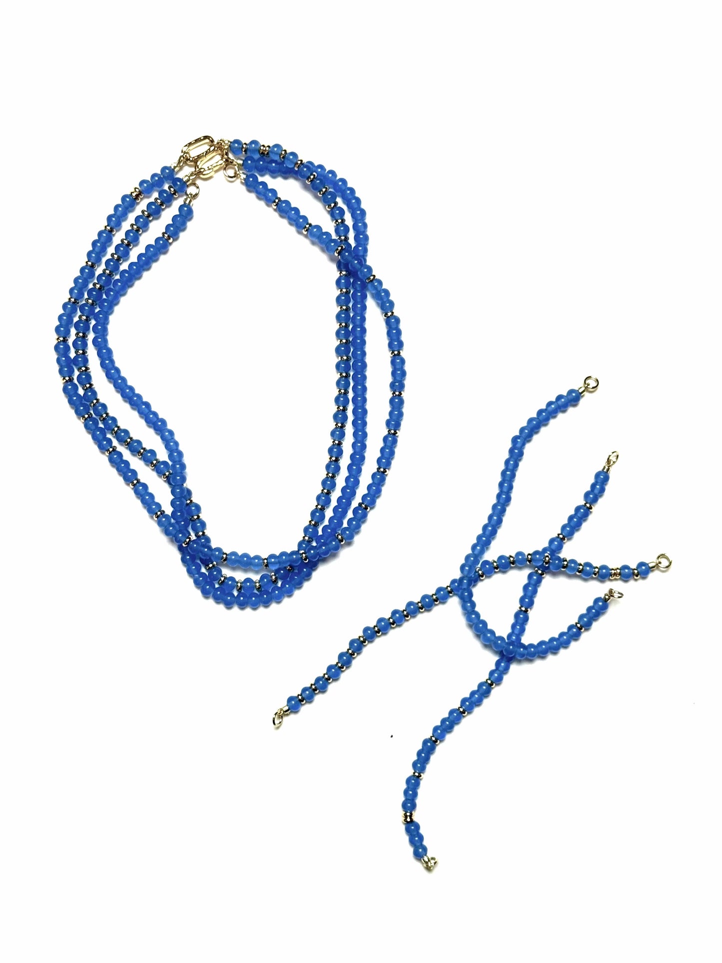 6x4mm Periwinkle Blue Chalcedony Rondelle Bracelet/Extender With Alternating Gold Spacers