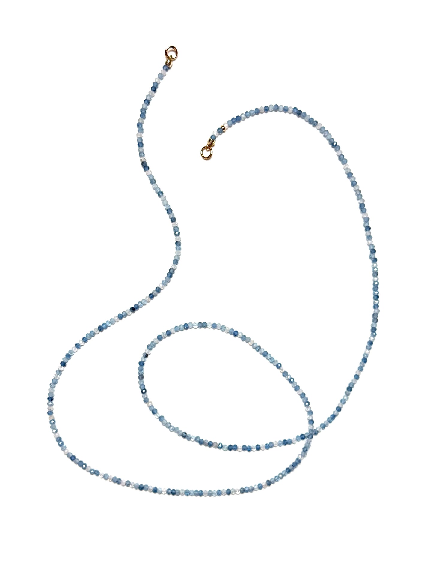 3x2mm Aquamarine Faceted Blue Variation Rondelle Necklace