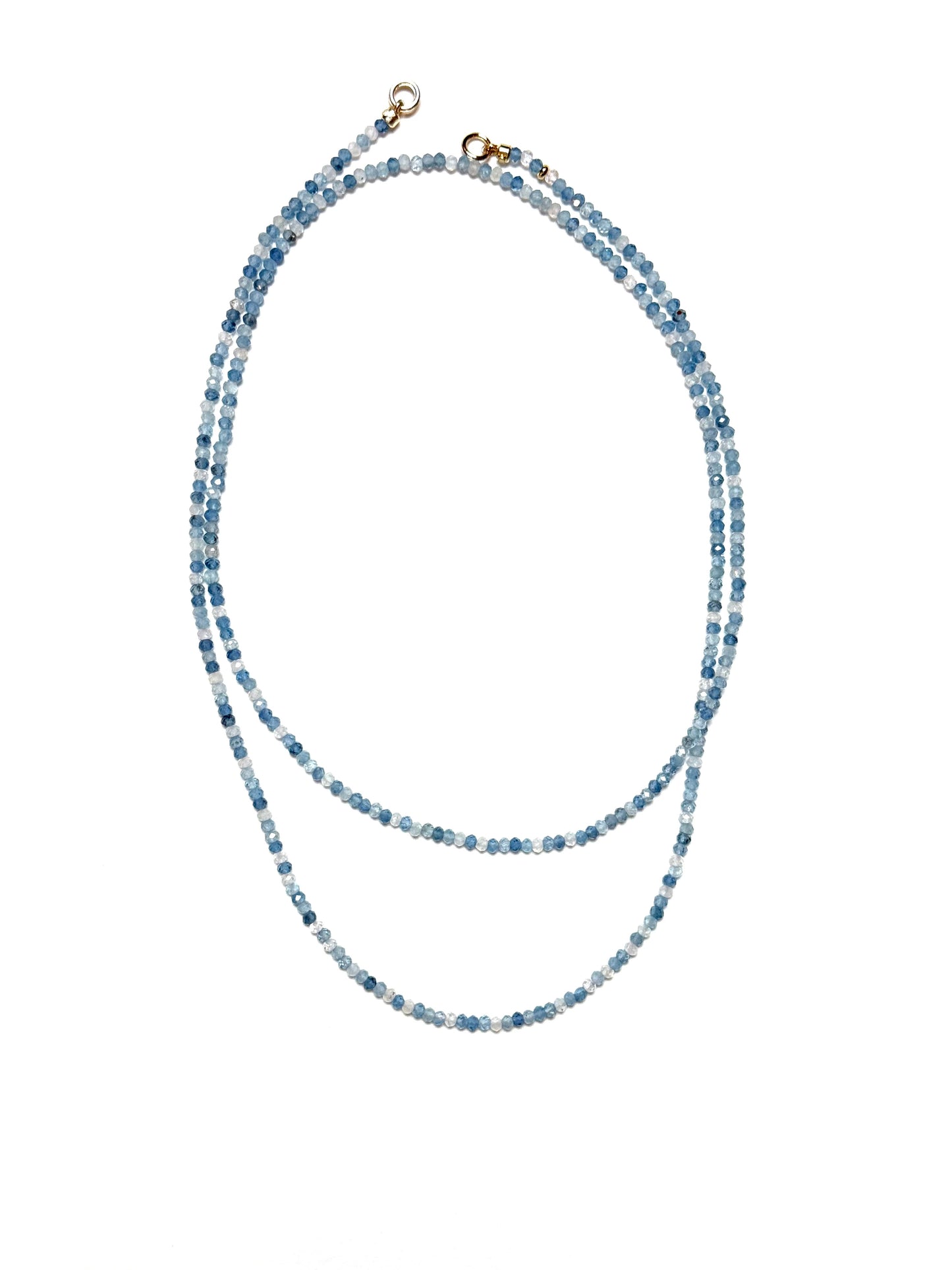 3x2mm Aquamarine Faceted Blue Variation Rondelle Necklace