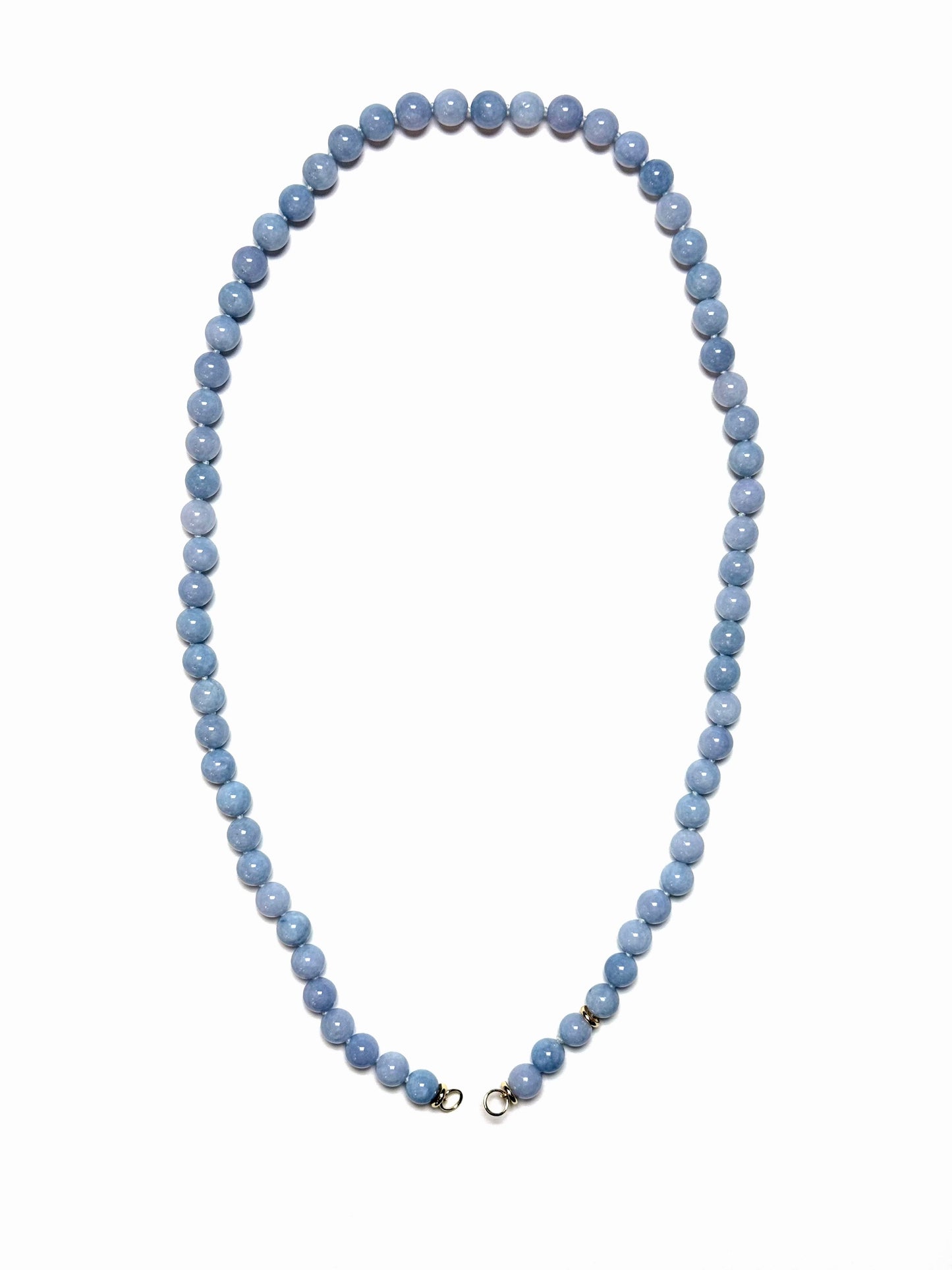 10mm Long Blue Round Aquamarine Necklace
