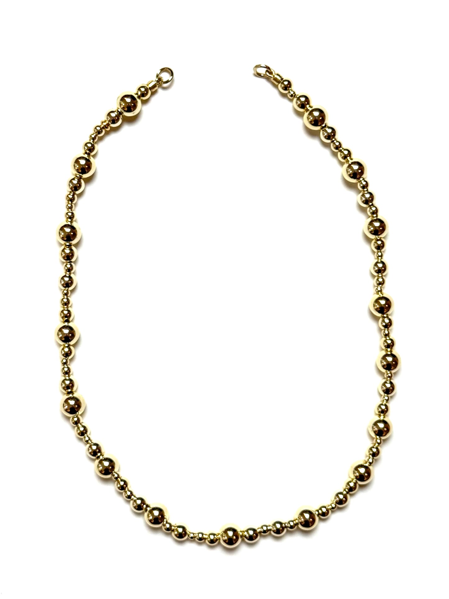 3 - 10mm Round Seamless Waterproof Gold Filled Bead Necklace
