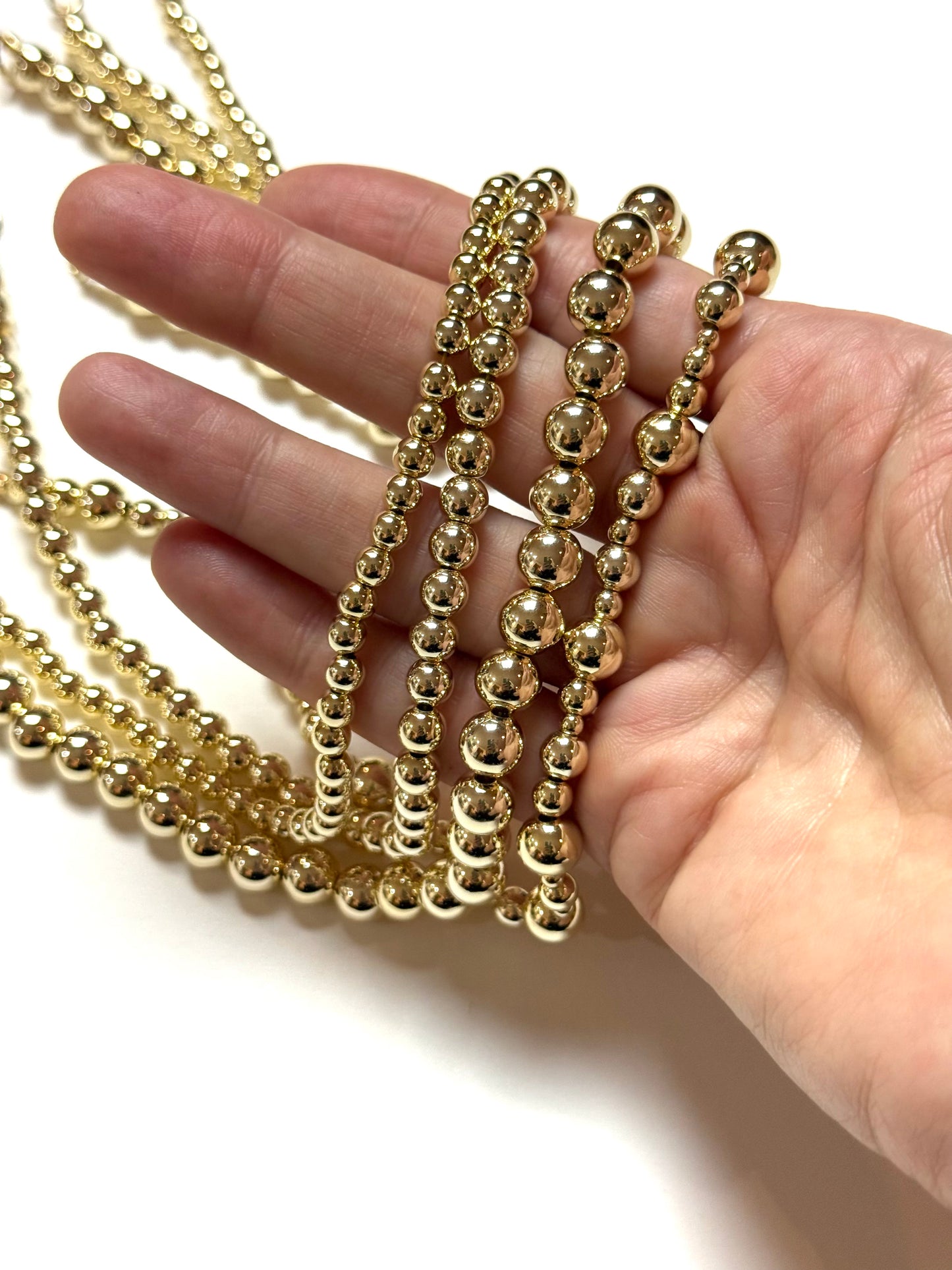 3 - 10mm Round Seamless Waterproof Gold Filled Bead Necklace