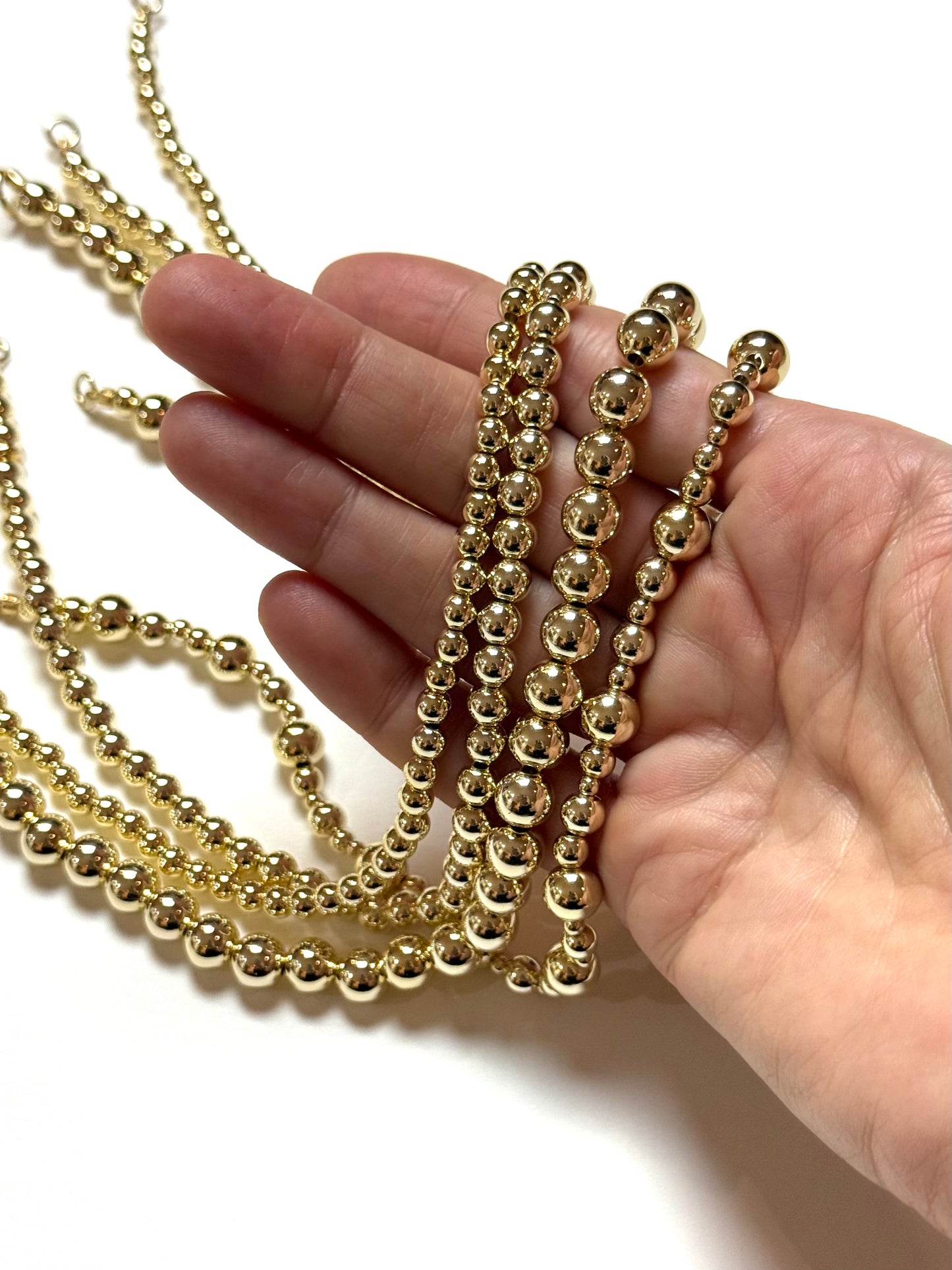 Round Seamless Waterproof 14k Gold Filled Bead Necklace