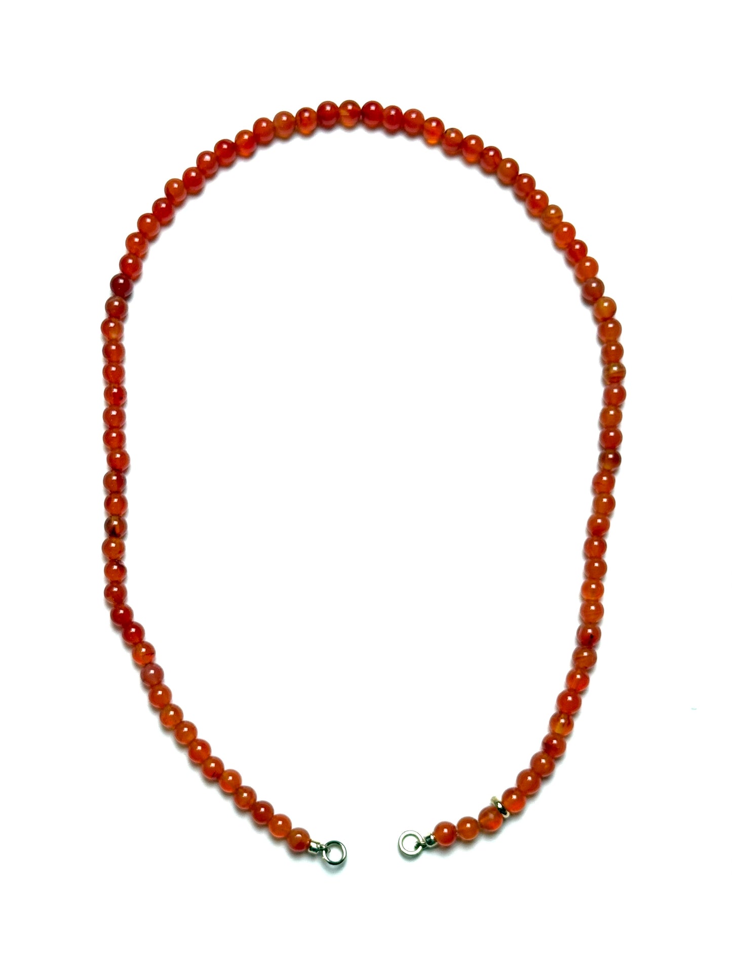 6mm Round Orange Carnelian Necklace