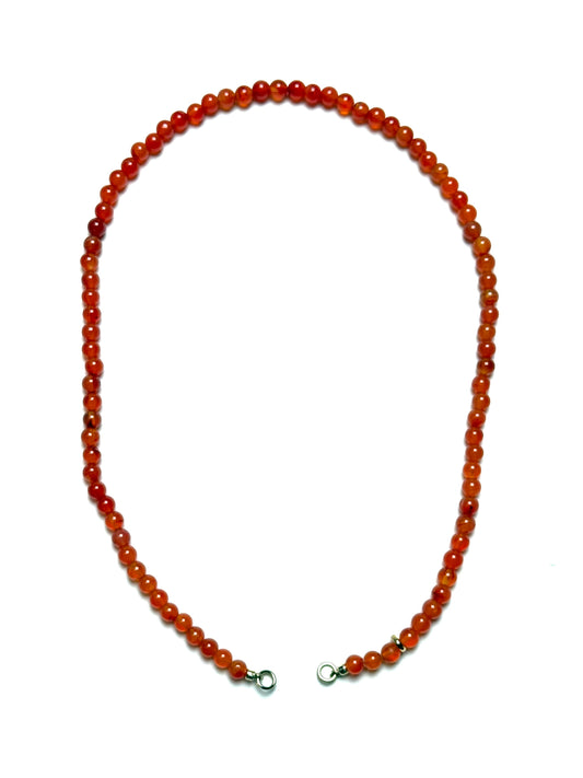 6mm Round Orange Carnelian Necklace