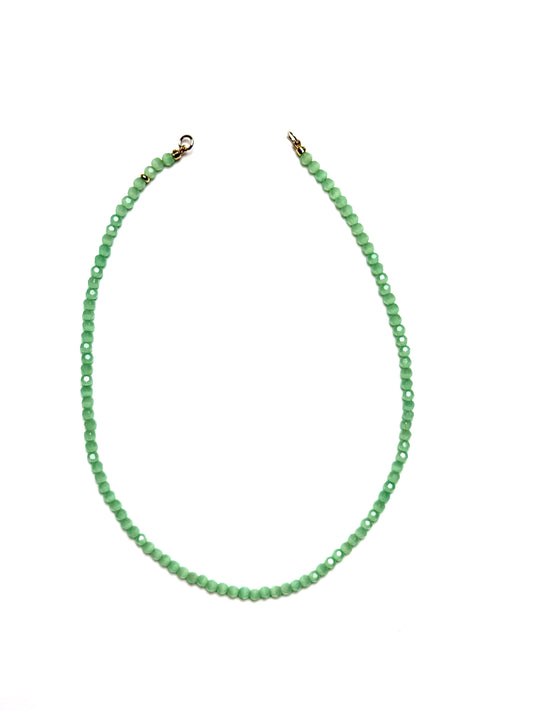 4mm Light Green Faceted Cat's Eye Necklace