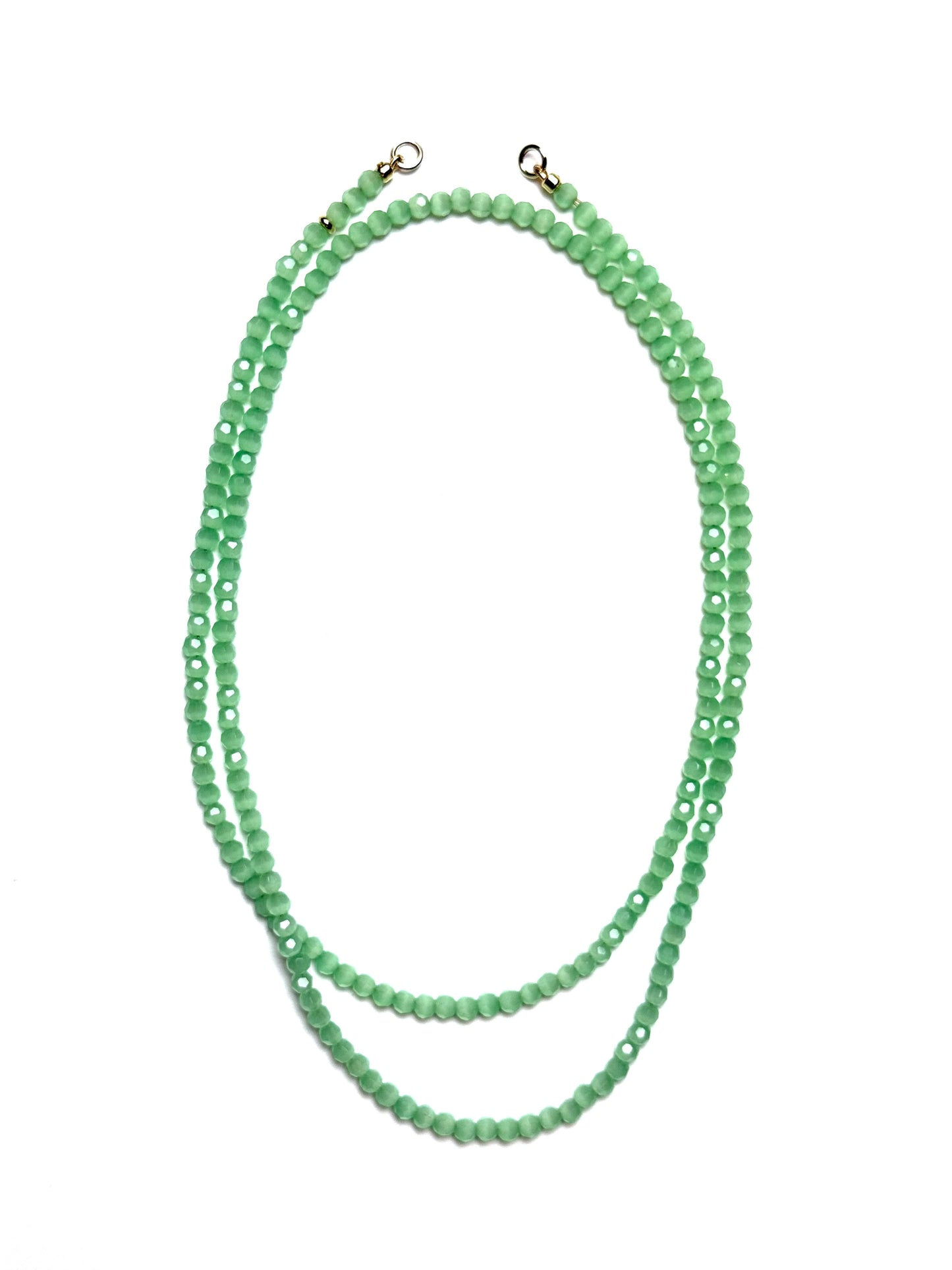 4mm Light Green Faceted Cat's Eye Necklace