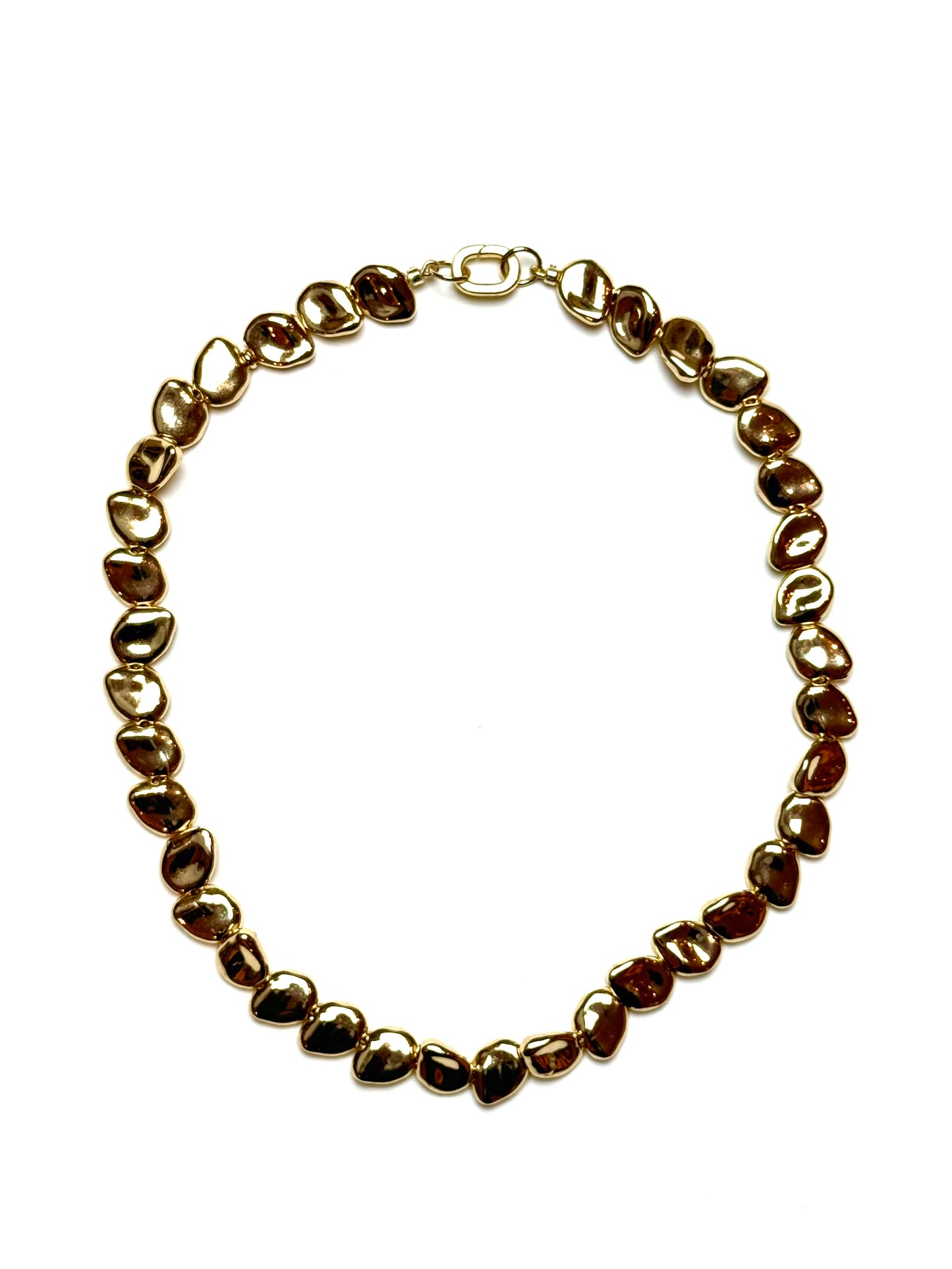 12x15mm 14k Gold Plate Concave "Bean" Necklace