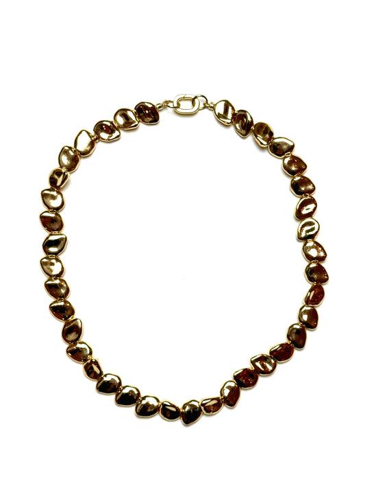 12x15mm 14k Gold Plate Concave "Bean" Necklace