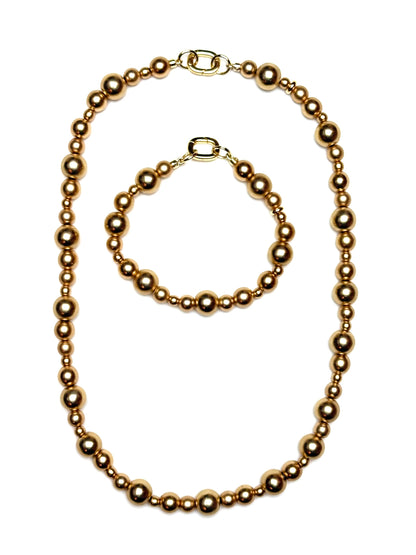 3 - 10mm Round Matte Gold Hematite Bracelet/Extender