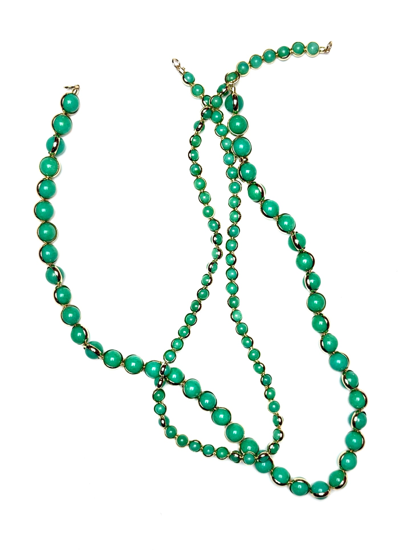 6mm Green Mountain Jade Gold Sleeved Gemstone Necklace
