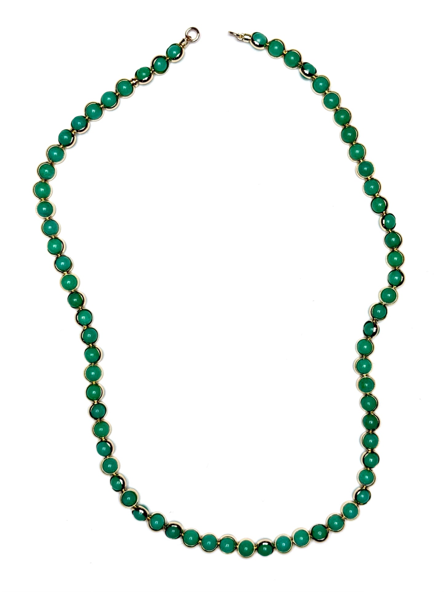 6mm Green Mountain Jade Gold Sleeved Gemstone Necklace