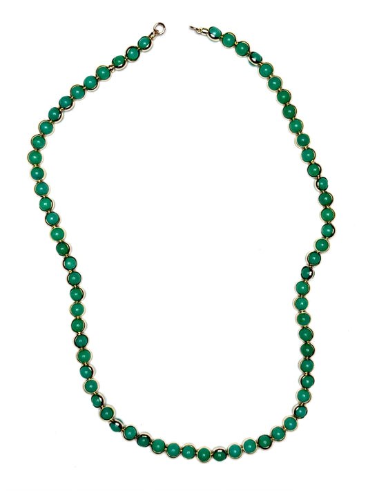 6mm Green Mountain Jade Gold Sleeved Gemstone Necklace