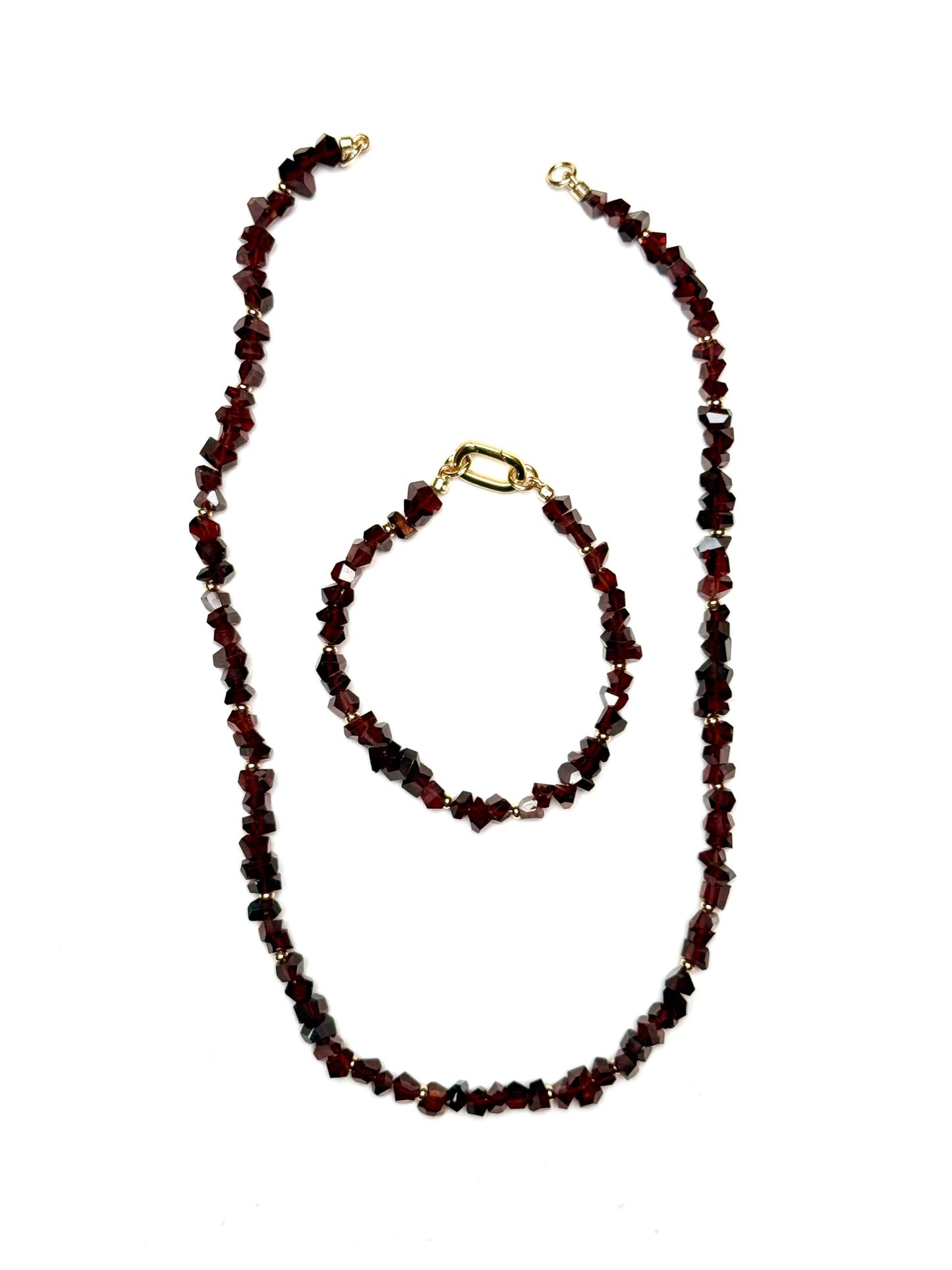 4-7mm Natural Dark Red Faceted Garnet Nugget Bracelet/Connector