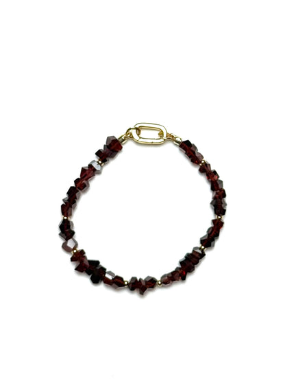 4-7mm Natural Dark Red Faceted Garnet Nugget Bracelet/Connector