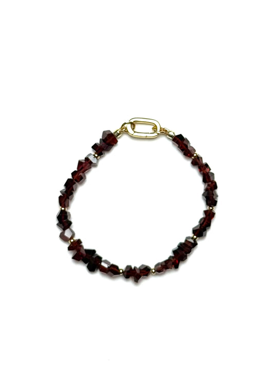 4-7mm Natural Dark Red Faceted Garnet Nugget Bracelet/Connector