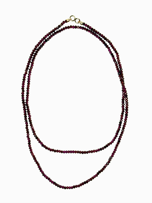 2x3mm Faceted Garnet Necklace