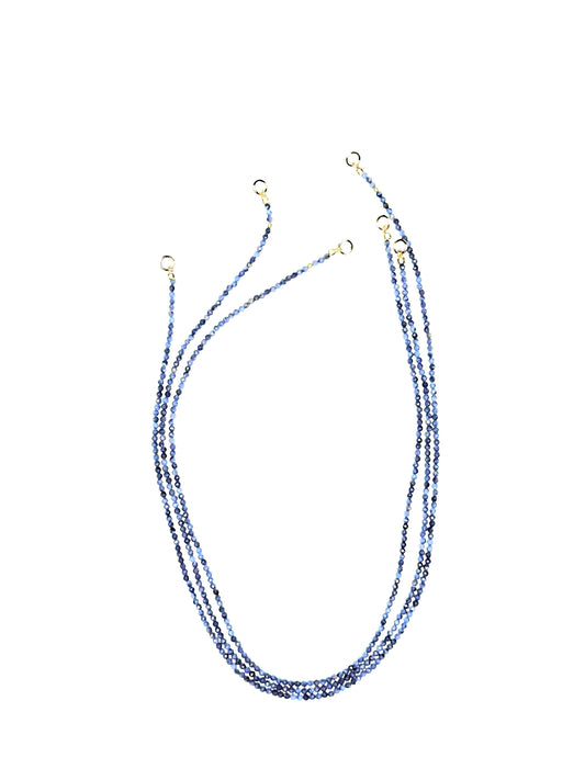 2mm Faceted Smoky Blue Coral Necklace