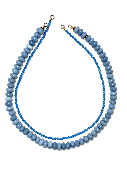 4mm Faceted Blue Agate Necklace