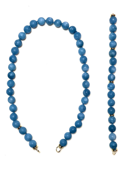 10mm Matte Round Blue Jean Jade Necklace