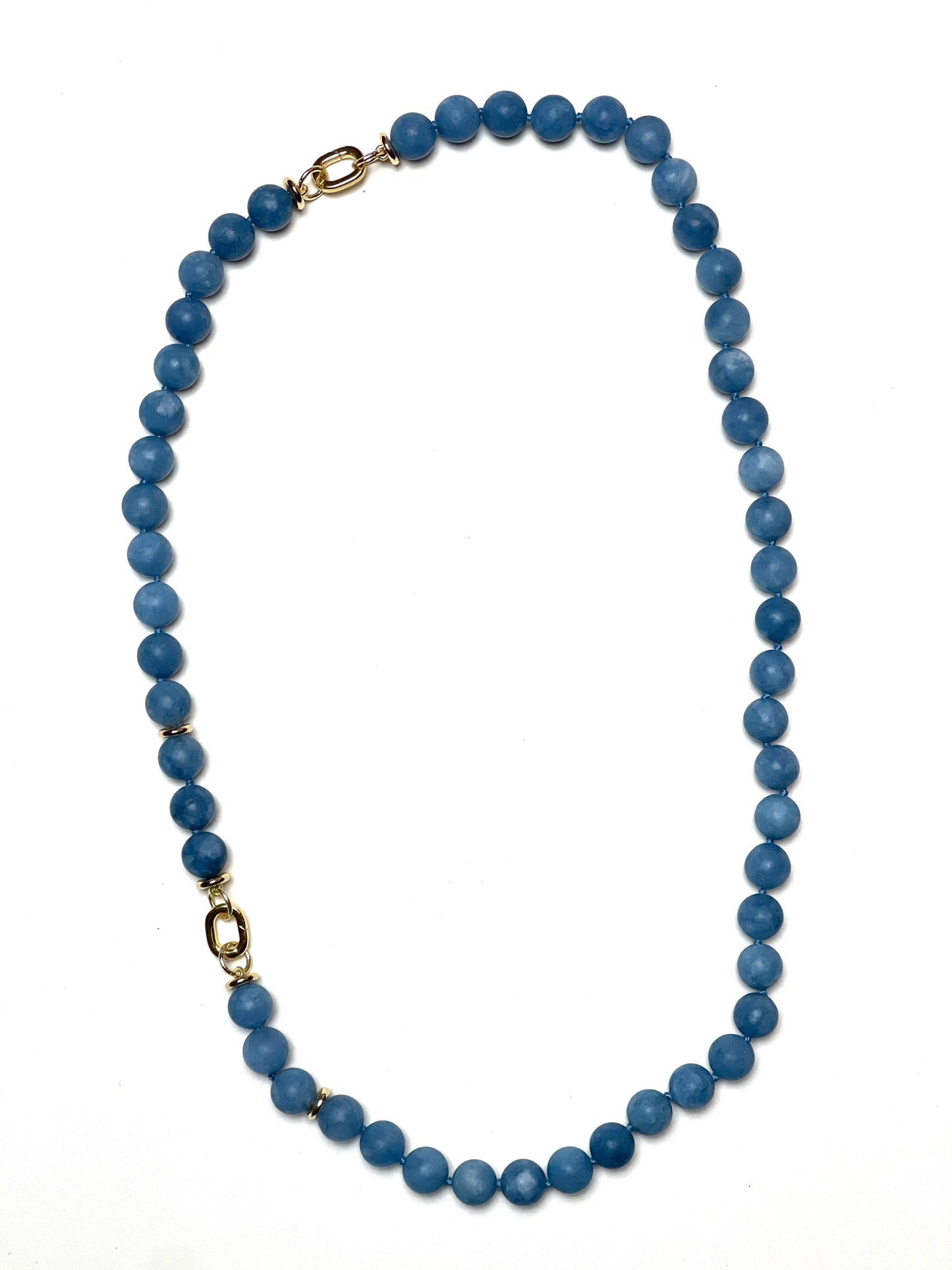 10mm Matte Round Blue Jean Jade Necklace