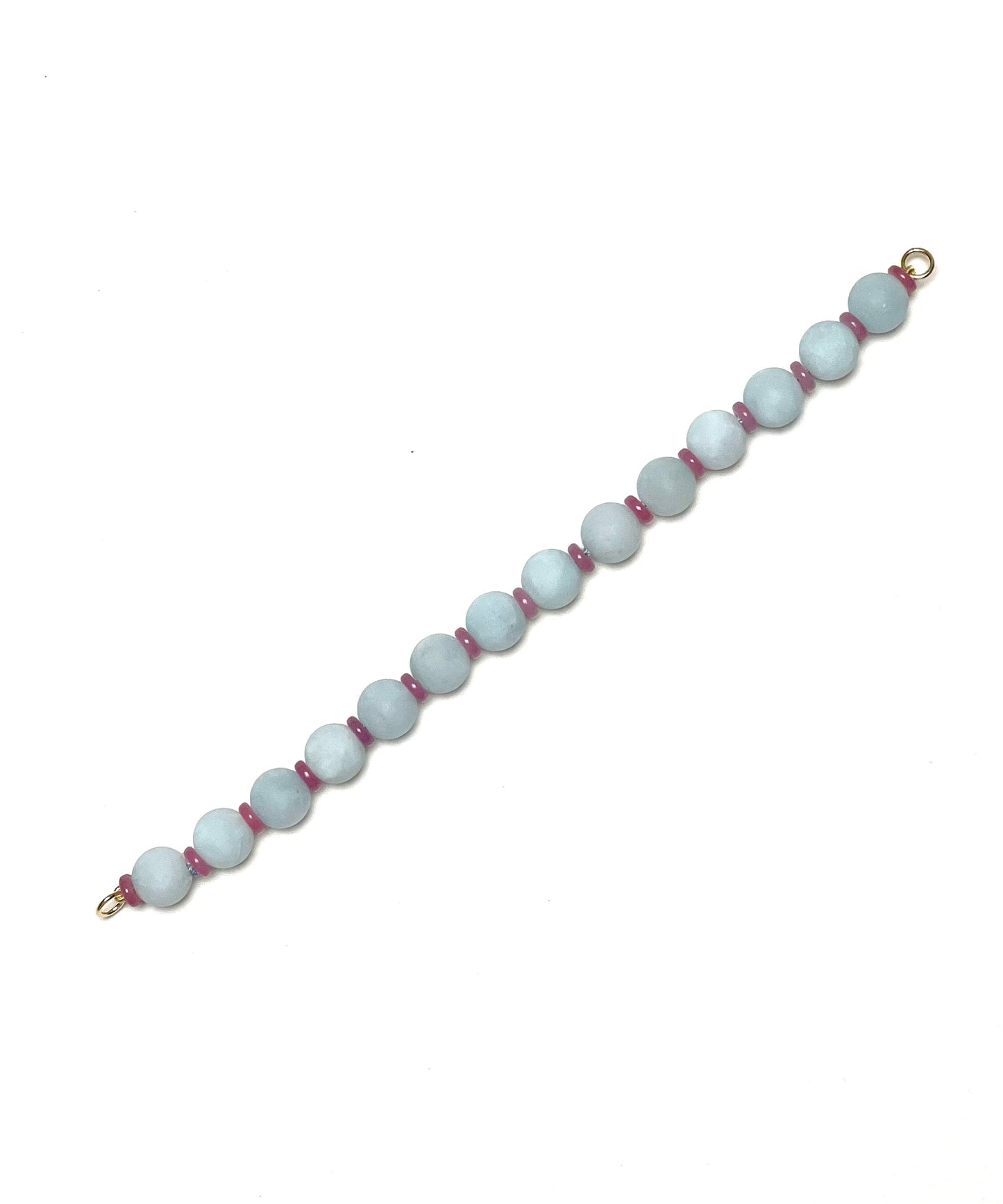 10mm Matte Pale Blue Round Aquamarine Quartz Bracelet with Rose Quartz Heshi Spacers