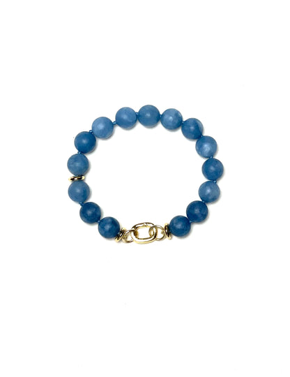 10mm Matte Round Blue Jean Jade Bracelet